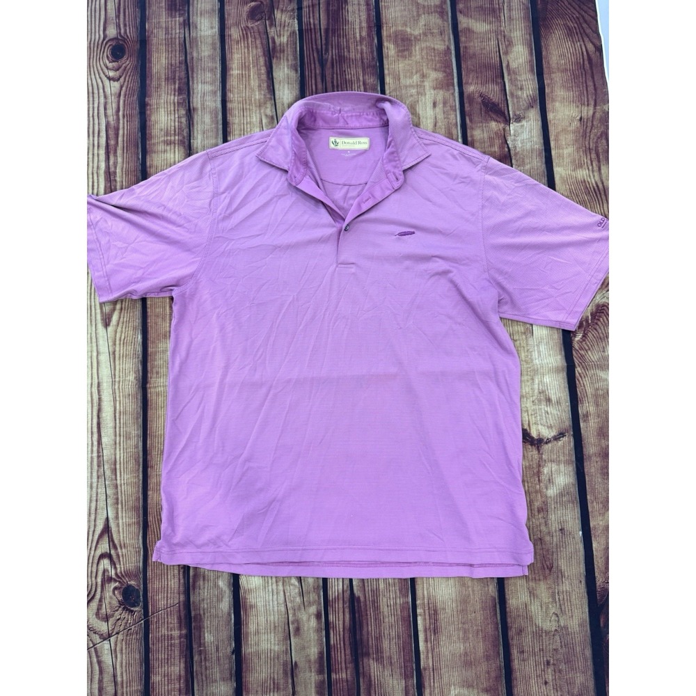 Donald Ross Mens XL Purple Striped Short Sleeve Golf Polo Embroidered Collared